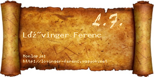 Lővinger Ferenc névjegykártya